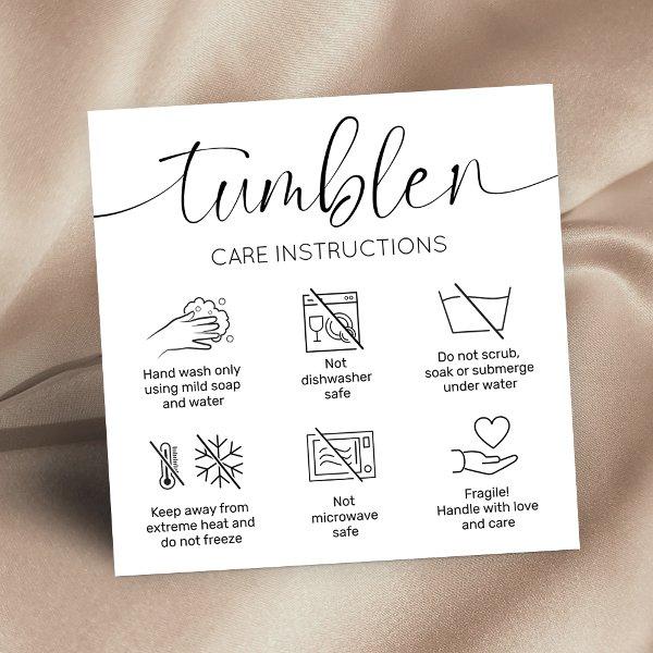 Tumbler Care Instructions Guide Minimalist Logo Square