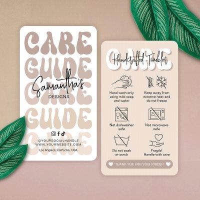 Tumbler Care Instructions Guide Trendy Retro Beige