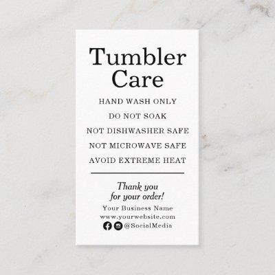 Tumbler Care Instructions Modern Black and White