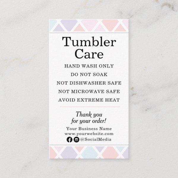 Tumbler Care Instructions Modern Pastel Diamond