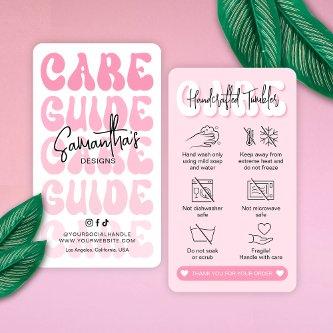 Tumbler Care Instructions Trendy Girly Retro Pink