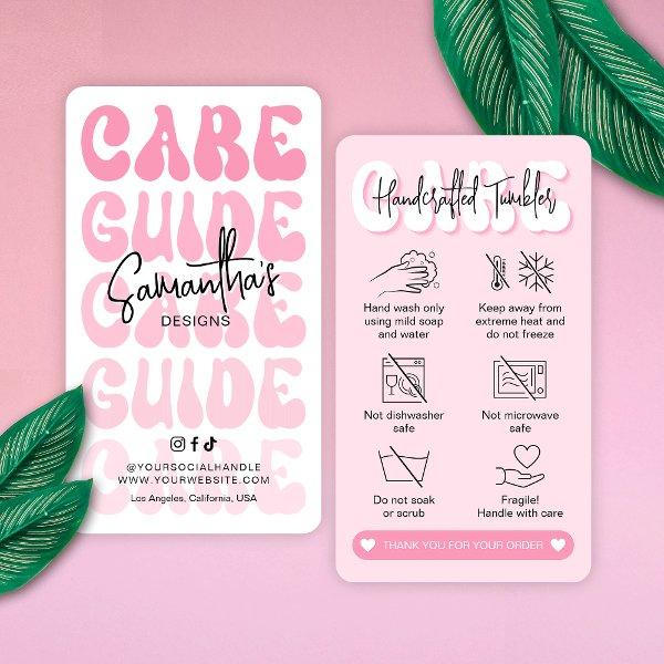 Tumbler Care Instructions Trendy Girly Retro Pink