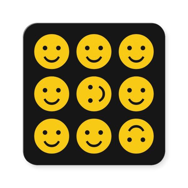Tumbling Emojis - Amber on Black Square
