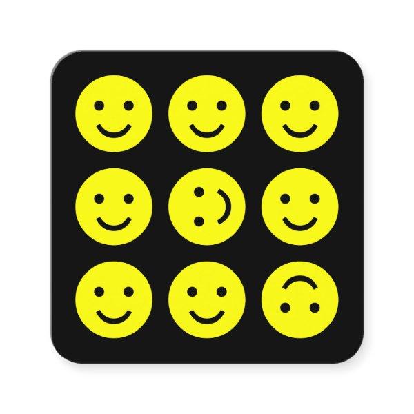 Tumbling Emojis - Yellow on Black Square