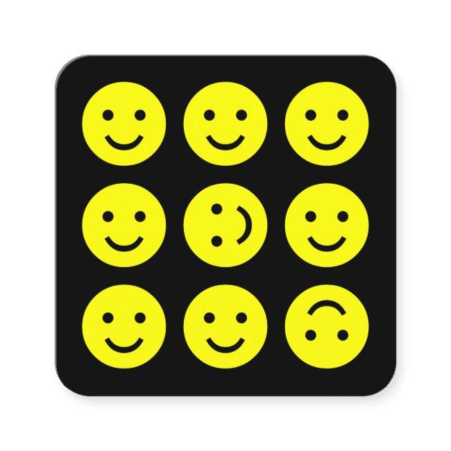 Tumbling Emojis - Yellow on Black Square