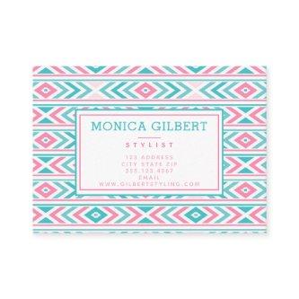 Turqoise and Pink Geometric Aztec Pattern