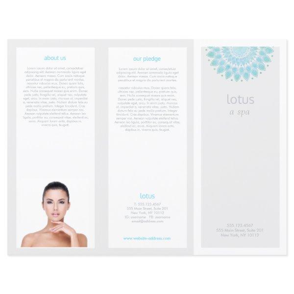 Turquois Mandala Lotus Spa Salon Tri-Fold Brochure
