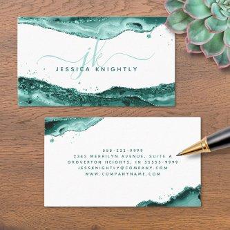 Turquoise Agate Glitter Monogram Script