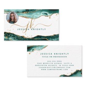 Turquoise Agate Gold Glitter Monogram Photo