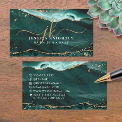 Turquoise Agate Gold Glitter Script Monogram