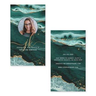 Turquoise Agate Gold Glitter Script Monogram Photo