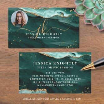 Turquoise Agate Gold Glitter Script Monogram Photo