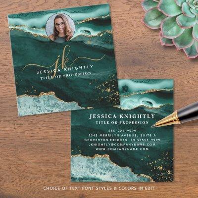 Turquoise Agate Gold Glitter Script Photo Square