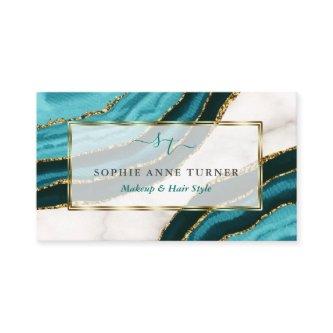 Turquoise Agate Initials Calligraphy Logo Branding