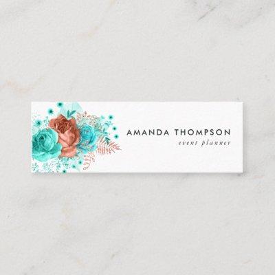 Turquoise and Coral Watercolor Floral Mini