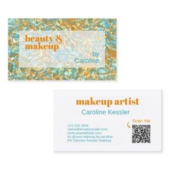 Turquoise Aqua Blue Shiny Gold Marble Art Pattern