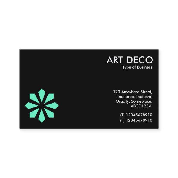 Turquoise Art Deco Flower Symbol - Black