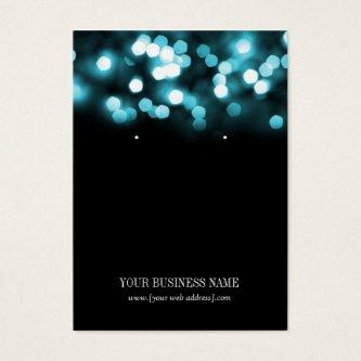 Turquoise Black Bokeh Lights Custom Earring Card