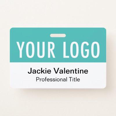 Turquoise Blue PVC Badge Horizontal Work Name Tag