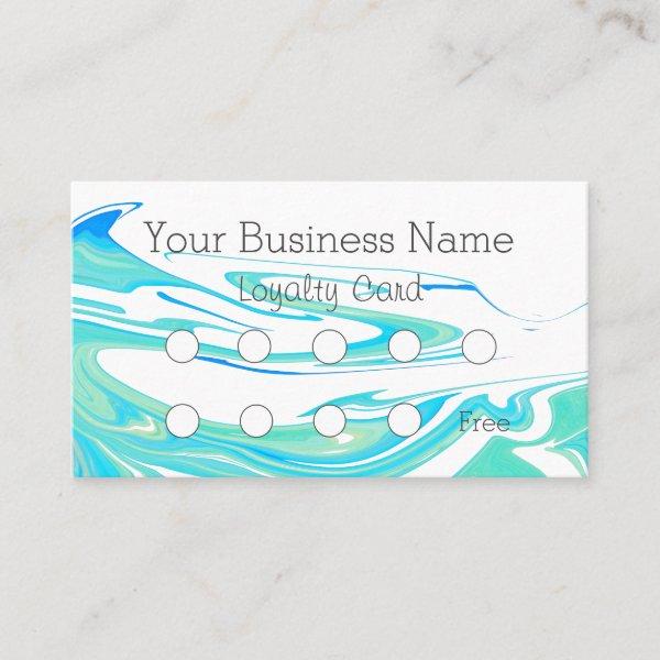 Turquoise Blue Sea Swirl Loyalty Card