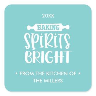 Turquoise | Christmas Baking Spirits Bright Square Sticker
