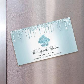 Turquoise Cupcake Bakery Pastry Chef Glitter Drips  Magnet
