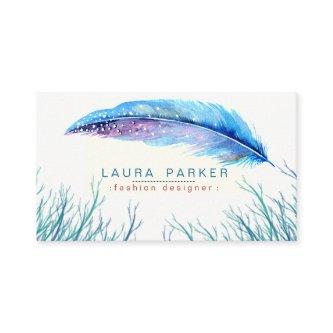 Turquoise Feather Watercolor Boho Girly Chic
