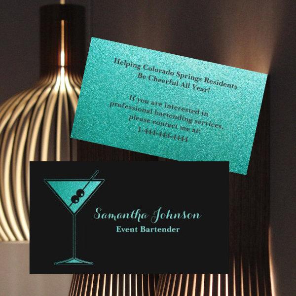 Turquoise Glitter Event Bartender