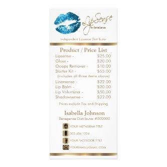 Turquoise Glitter Lips - White -  Price List Rack Card