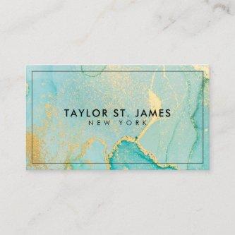 Turquoise Gold Painting Splatter Watercolor