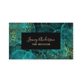 Turquoise green black and faux gold foil glitter