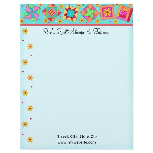 Turquoise Patchwork Quilt Blocks Letterhead