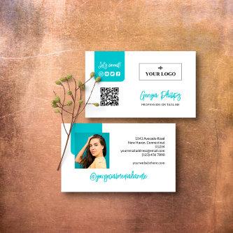 Turquoise QR Code Photo Logo Social Media