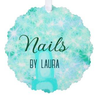 Turquoise teal agate aqua nails add name website q ornament card