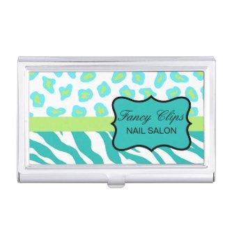 Turquoise Teal Blue and White Zebra Leopard Skin  Case