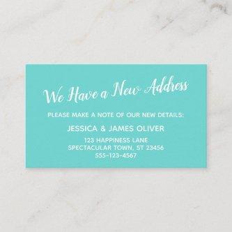 Turquoise We Have a New Address Handout Cards