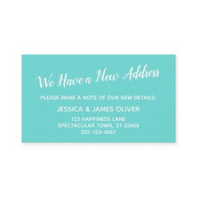 Turquoise We Have a New Address Handout Cards