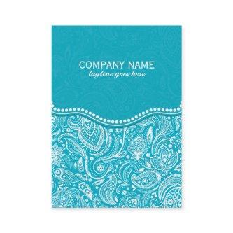 Turquoise & White Floral Paisley Damasks Pattern 2