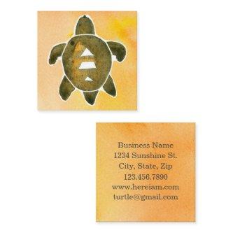Turtle Healer Good Health Symbol Watercolor Orange Square