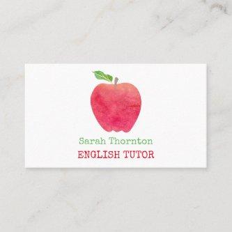 Tutoring Watercolor Red Apple Teacher Tutor