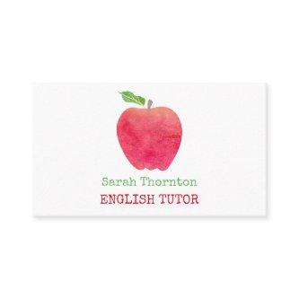 Tutoring Watercolor Red Apple Teacher Tutor