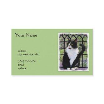 Tuxedo Cat in Window Painting Original Animal Art