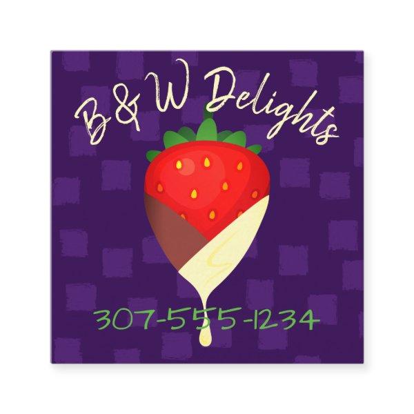 tuxedo chocolate covered strawberry fruit business square