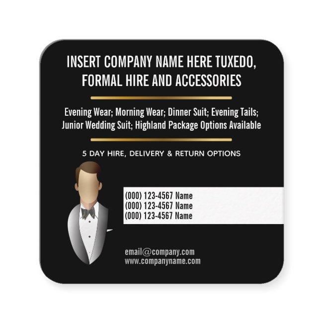 Tuxedo formal suit hire custom business square
