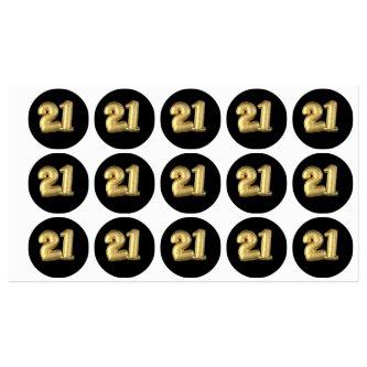 Twenty One 21 Gold Balloons Labels