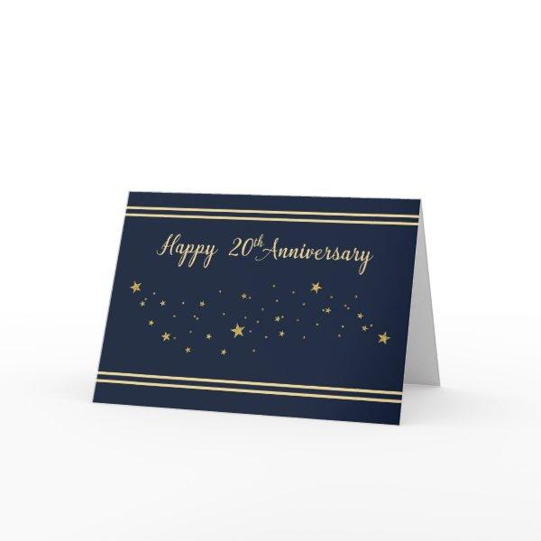 Twenty Year Employee Anniversary Gold Glitter Card