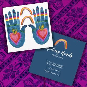 Two Healing Hands Rainbows Square