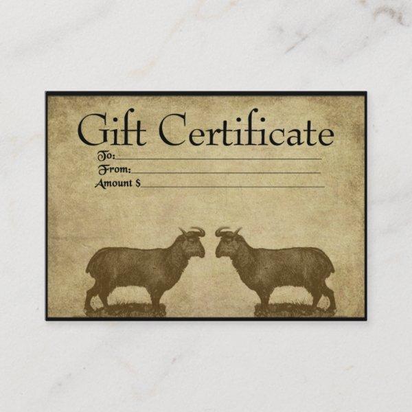 Two Ol' Goats- Prim Gift Certificate Cards
