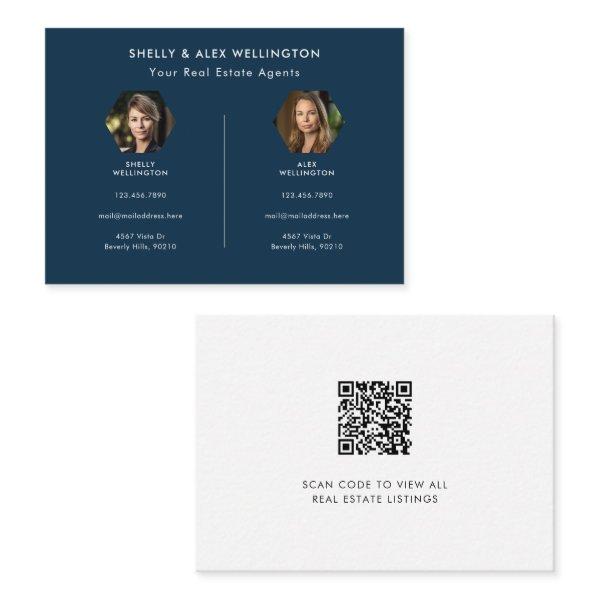 Two Person Blue Custom QR Code Photo Real Estate