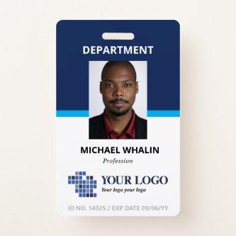 Two Shades Blue Add Your Logo & Photo Badge